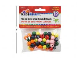 *** PERLES EN BOIS RONDES COLORÉES